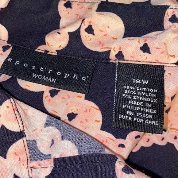 Apostrophe 3/4sleeves button down tunic/ blouse size 18W - Picture 9 of 12